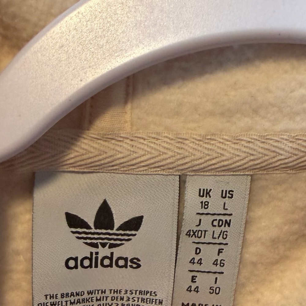Adidas Women's Logo Play Cream & White Cropped Hoodie Large - Picture 7 of 7